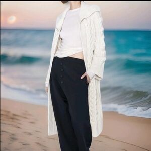ZARA Women's Textured Cable Knit Coat(Ecru , US M / EUR M)